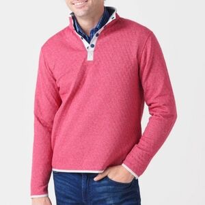 Southern Tide Men's Tiller Heather Red/Grey Reversible Quarter Snap Pullover XL